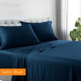 1200tc hotel quality cotton rich sheet set mega king sailor blue - Harrogates