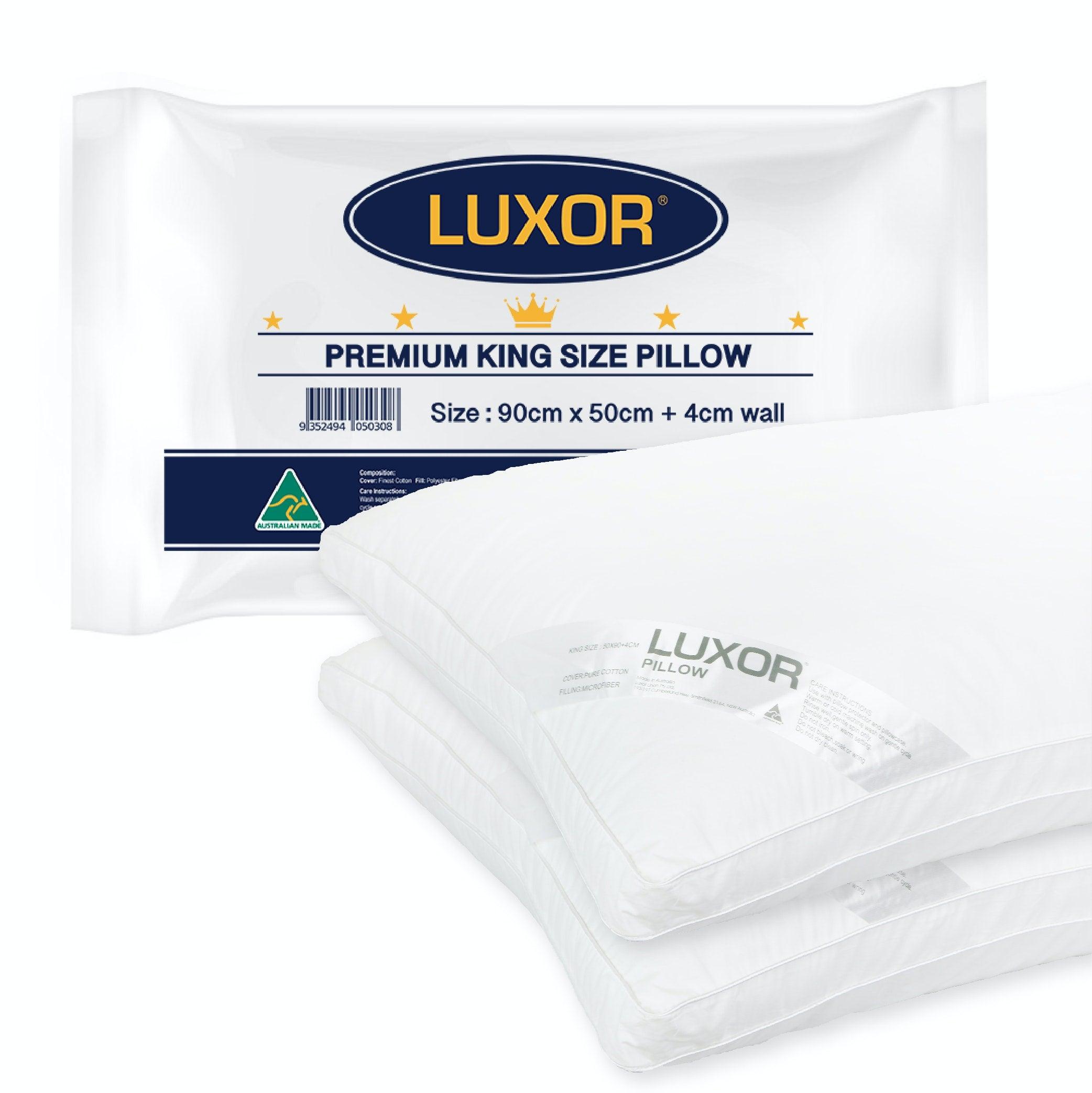 Luxor Australian Made Hotel King Size Pillow with 4cm Wall Twin Pack - Harrogates