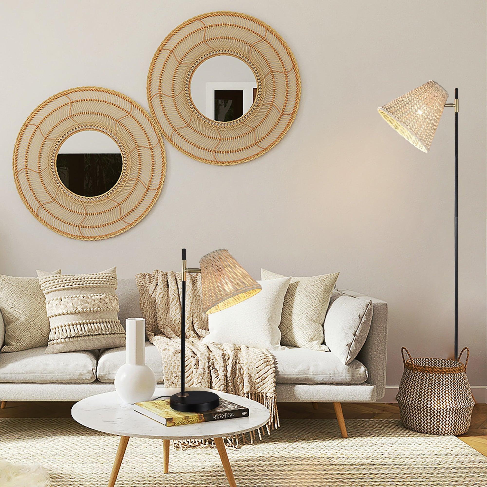 Yvette Rattan Floor Lamp - Harrogates