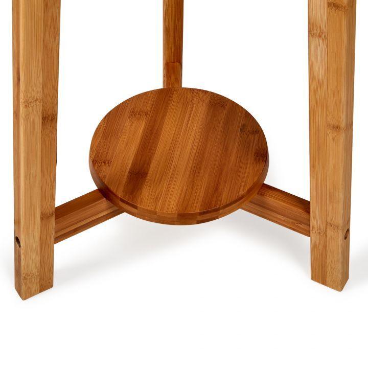 155cm Large Bamboo Wooden Tripod Floor Lamp w Beige Linen Light Shade - Harrogates