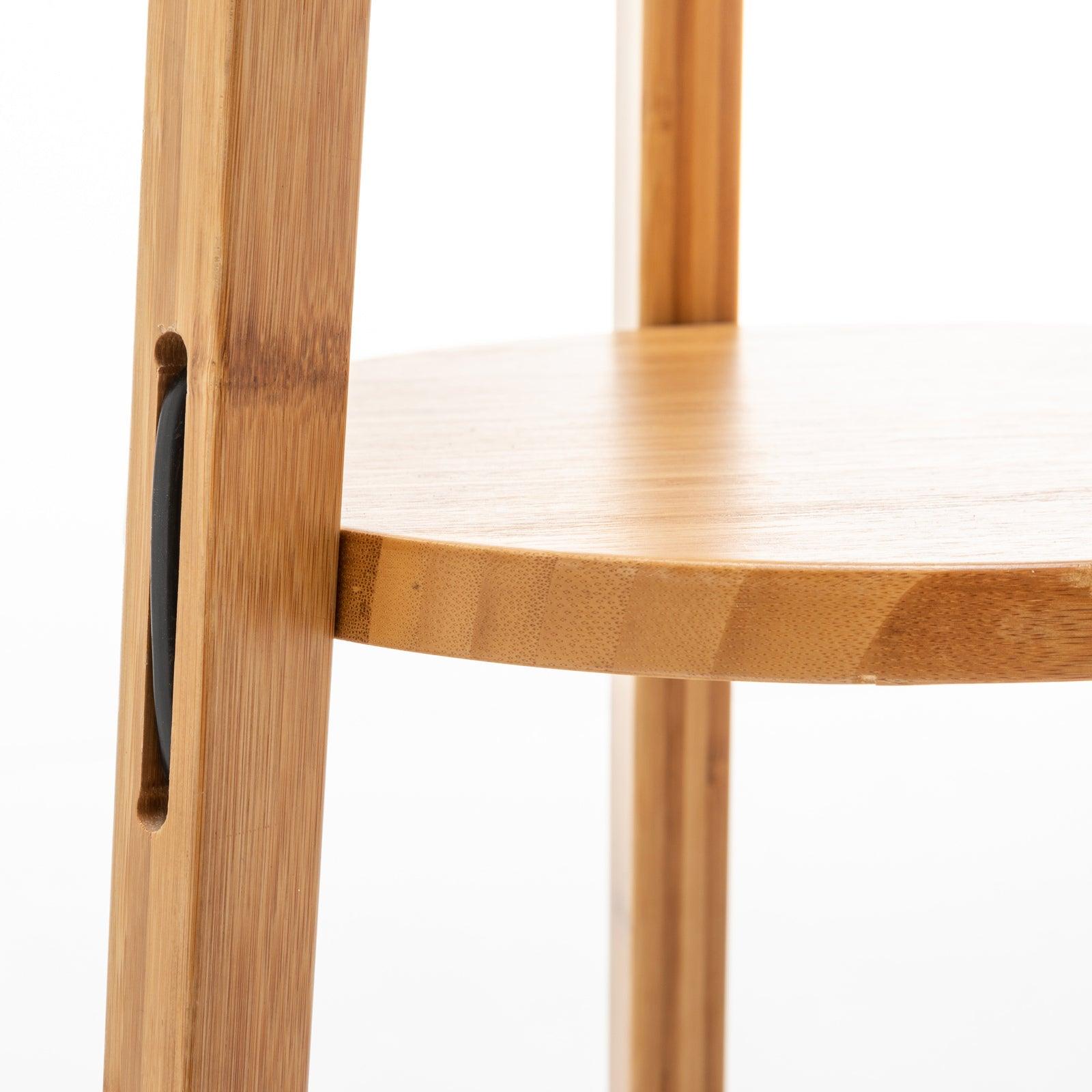 168cm Large Bamboo Wooden Tripod Floor Lamp Light Modern Linen Shade w Shelves - Harrogates