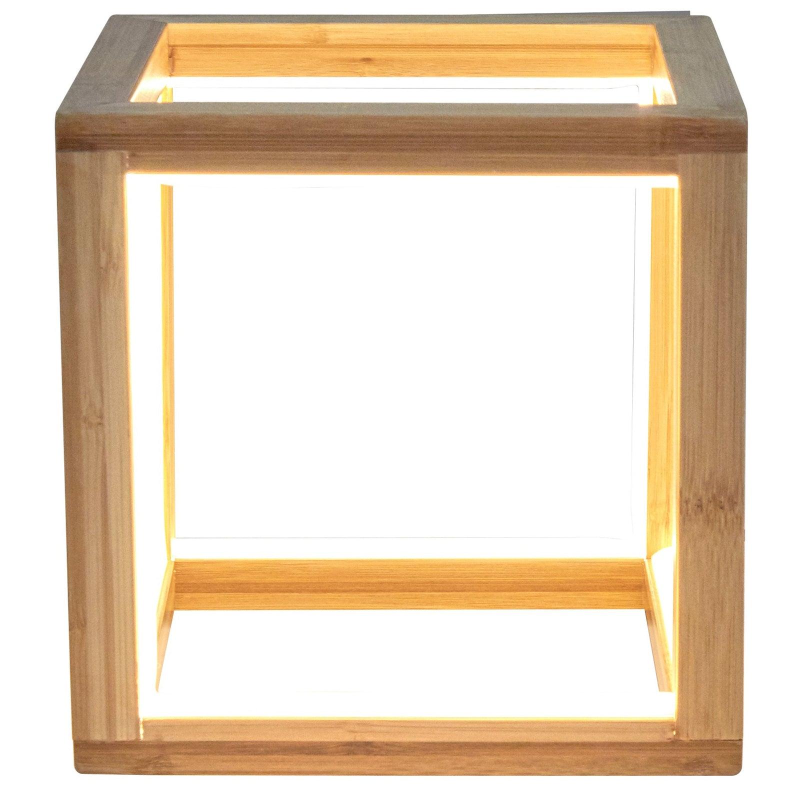 Bamboo Cube LED Lamp Modern Light Minimalistic Scandi - Natural - Harrogates