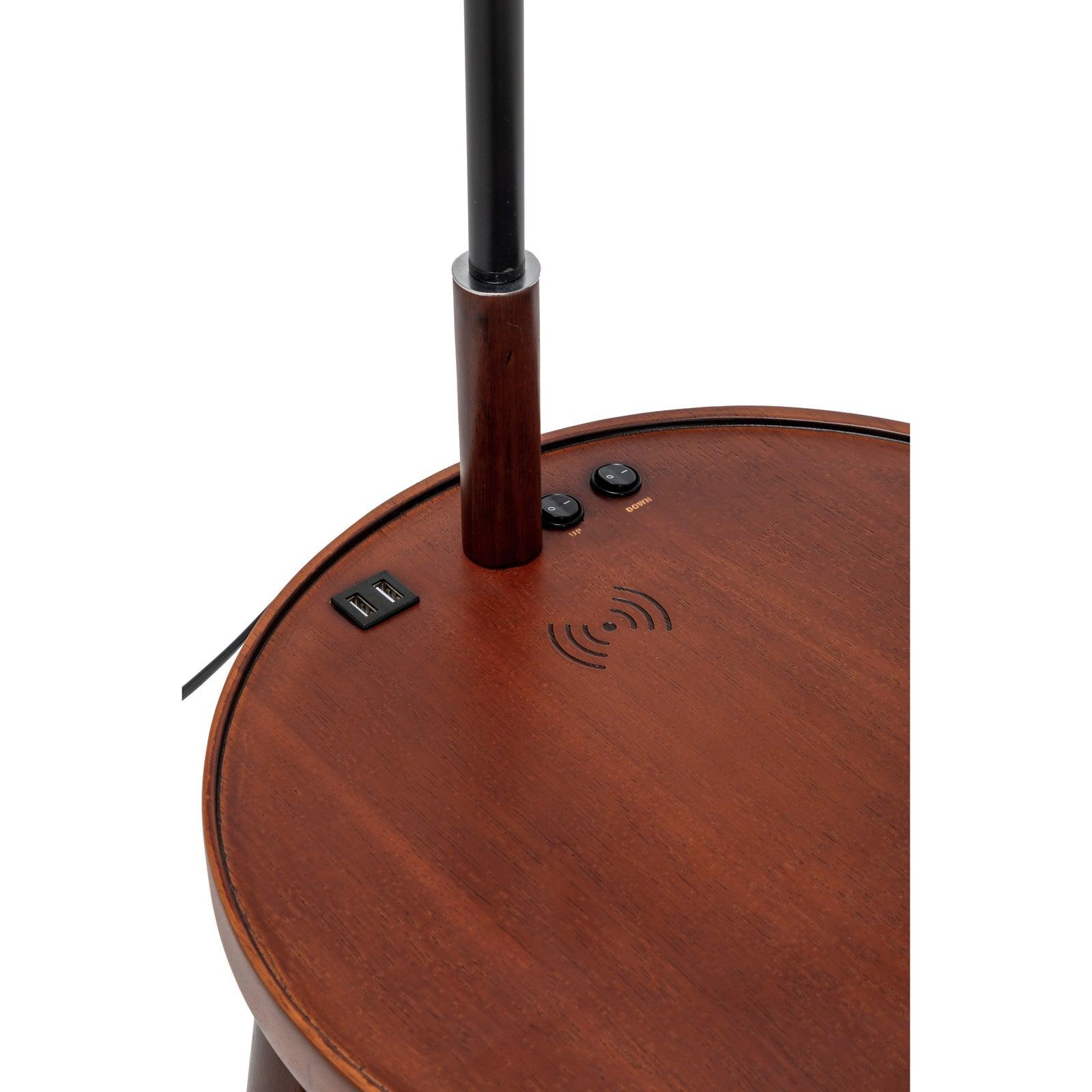 Naples Tripod Floor Lamp Shelf Storage Drawer Bed Side Table Light w/ USB Charger - Harrogates