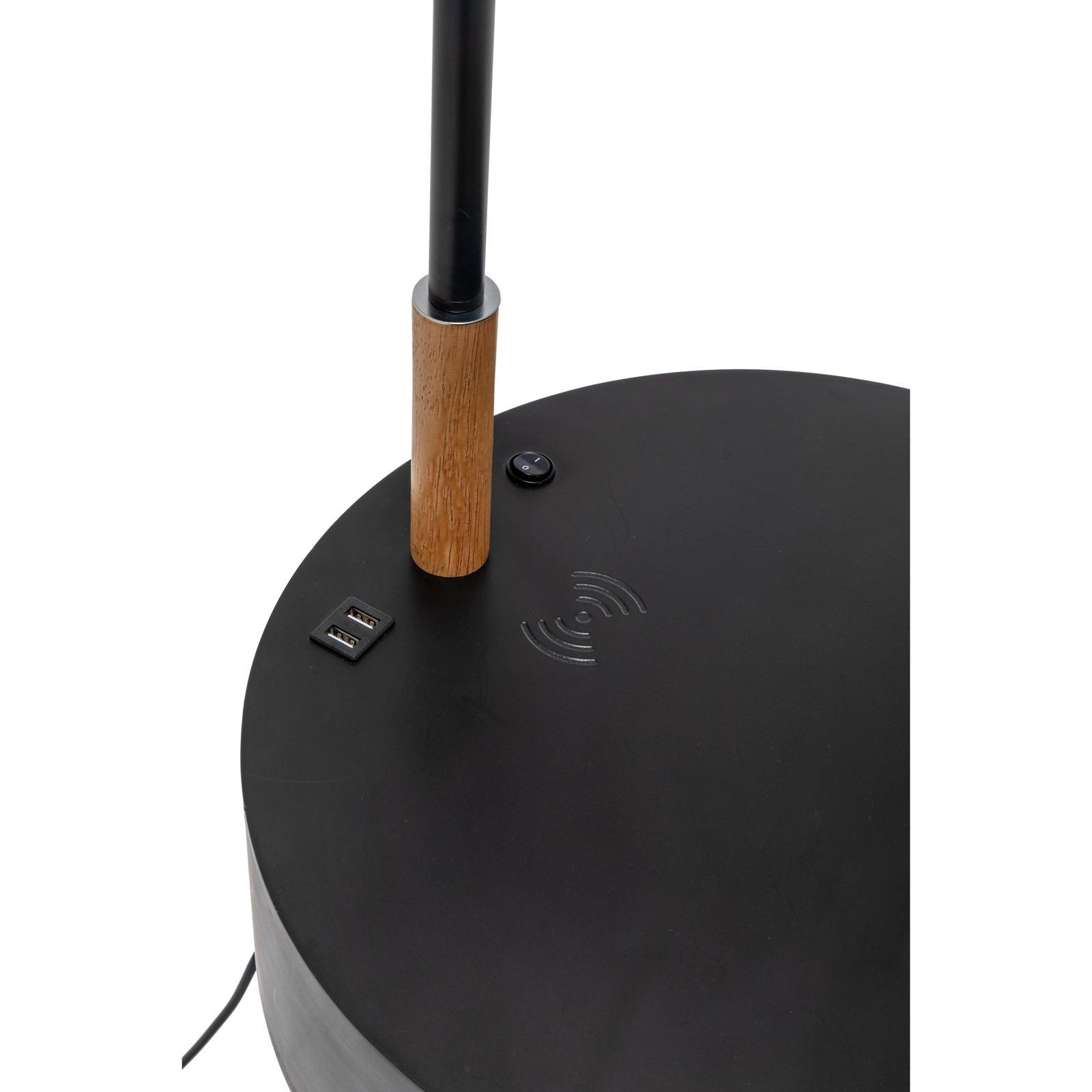 Florence Tripod Lamp Shelf Storage Drawer Bed Side Table Light w/ USB Charger - Harrogates