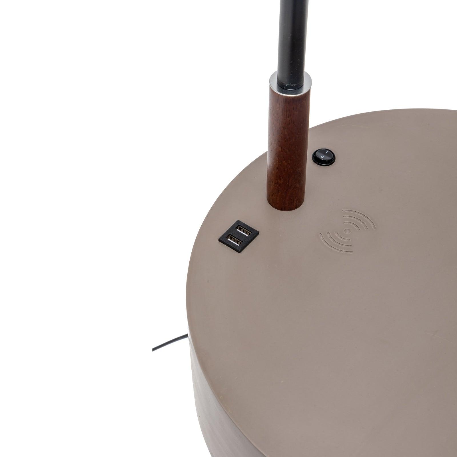 Florence Tripod Lamp Shelf Storage Drawer Bed Side Table Light w/ USB Charger - Harrogates