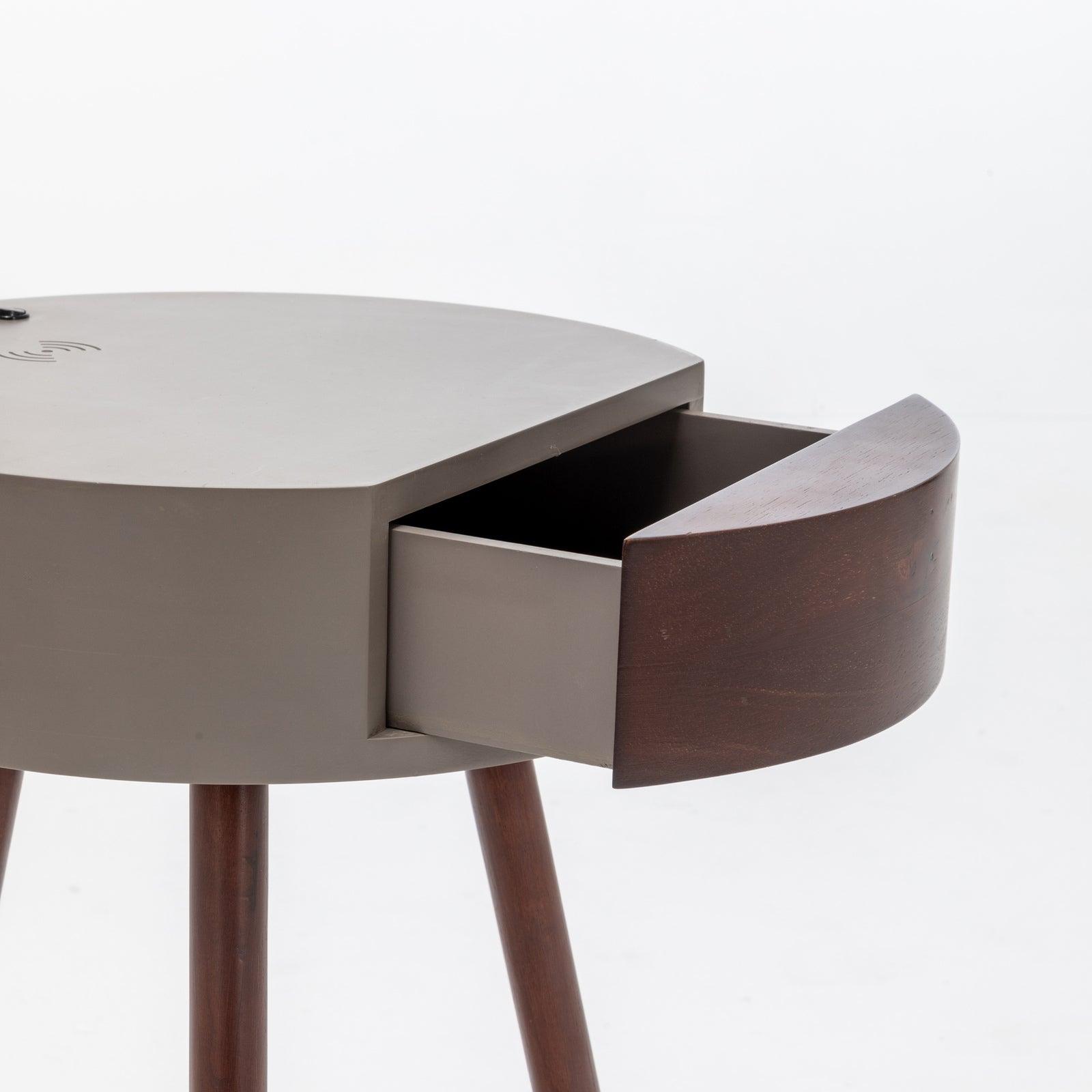 Florence Tripod Lamp Shelf Storage Drawer Bed Side Table Light w/ USB Charger - Harrogates