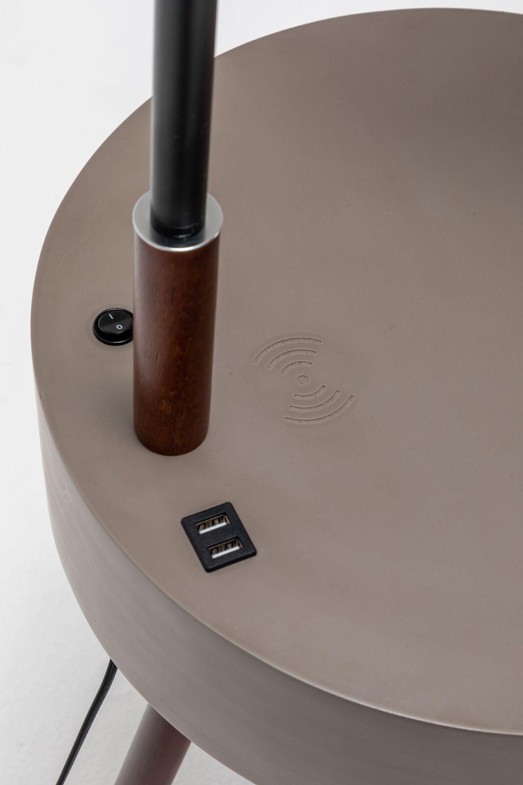 Florence Tripod Lamp Shelf Storage Drawer Bed Side Table Light w/ USB Charger - Harrogates