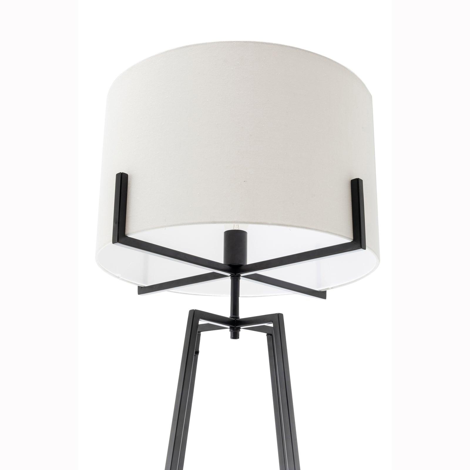 Modern Dimmable Floor Lamp w/ Linen Shade Designer Bedroom Lighting - Matte Black - Harrogates