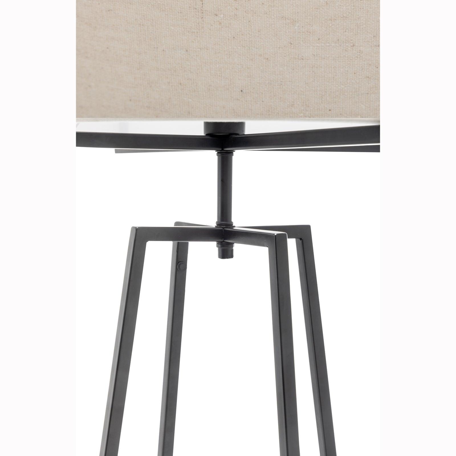 Modern Dimmable Floor Lamp w/ Linen Shade Designer Bedroom Lighting - Matte Black - Harrogates