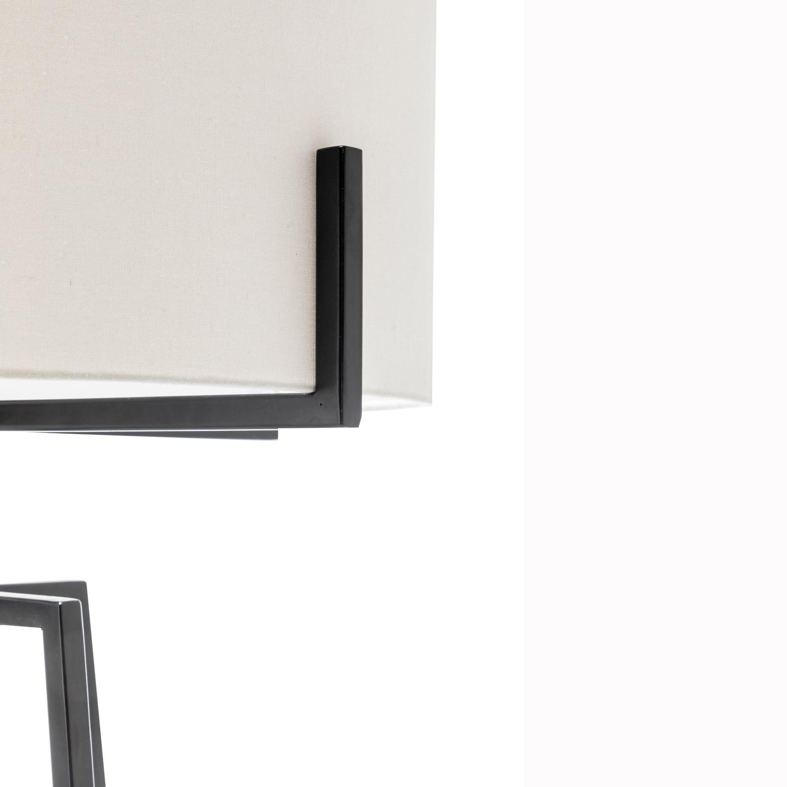 Modern Dimmable Floor Lamp w/ Linen Shade Designer Bedroom Lighting - Matte Black - Harrogates