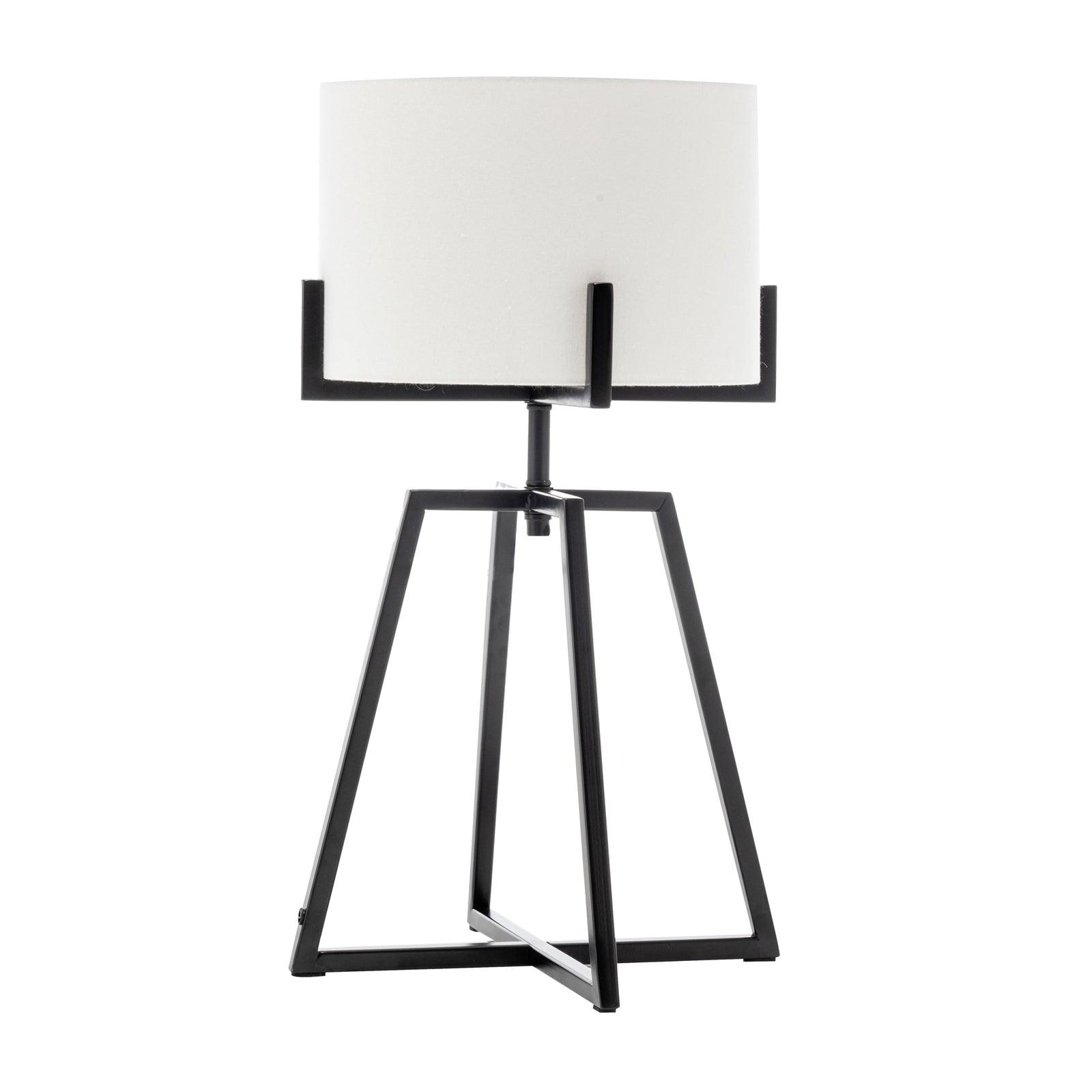 Modern Scandi Metal Dimmable Table Desk Lamp Light w/ Linen Shade - Matte Black - Harrogates