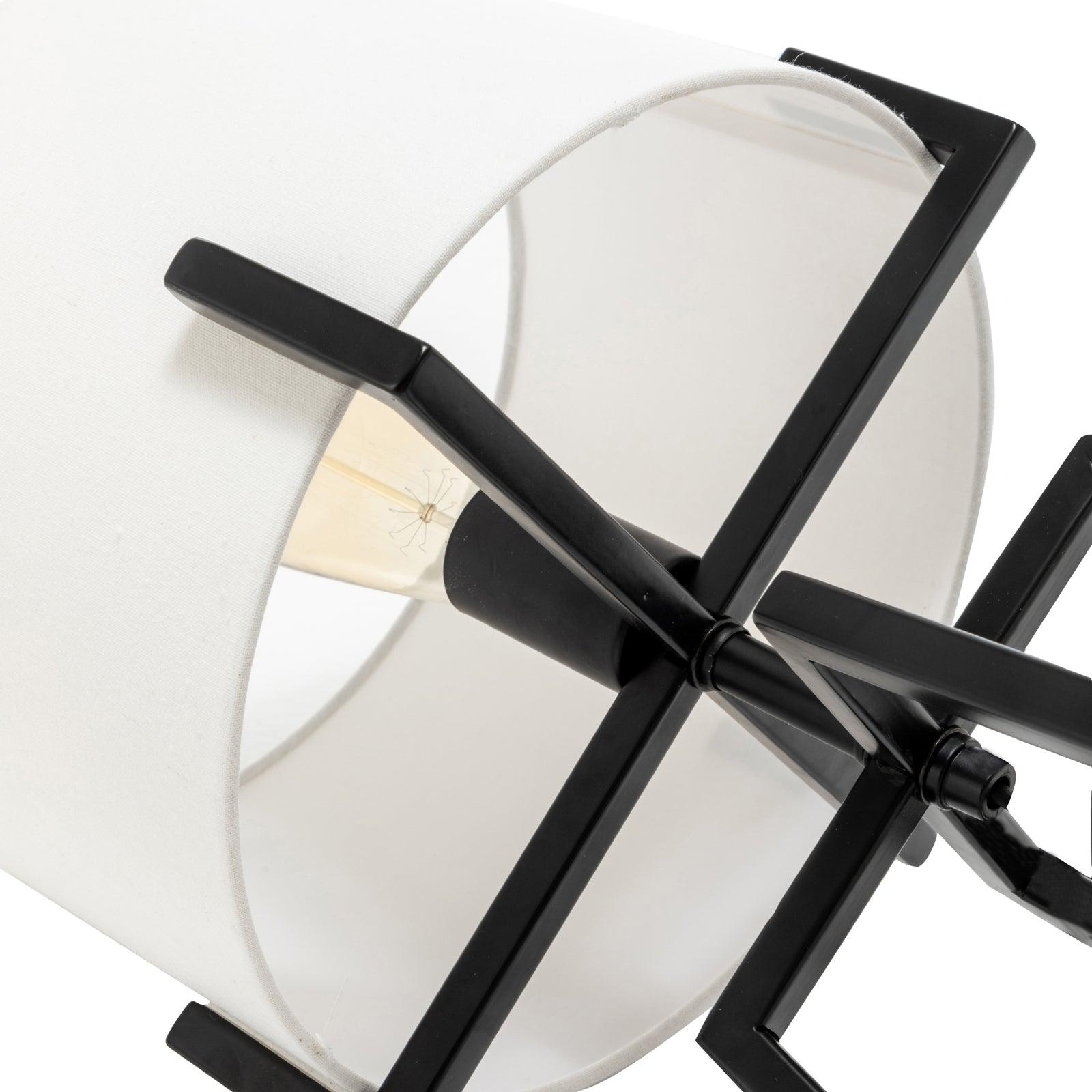 Modern Scandi Metal Dimmable Table Desk Lamp Light w/ Linen Shade - Matte Black - Harrogates