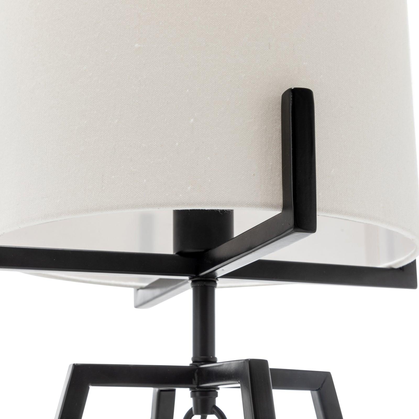 Modern Scandi Metal Dimmable Table Desk Lamp Light w/ Linen Shade - Matte Black - Harrogates