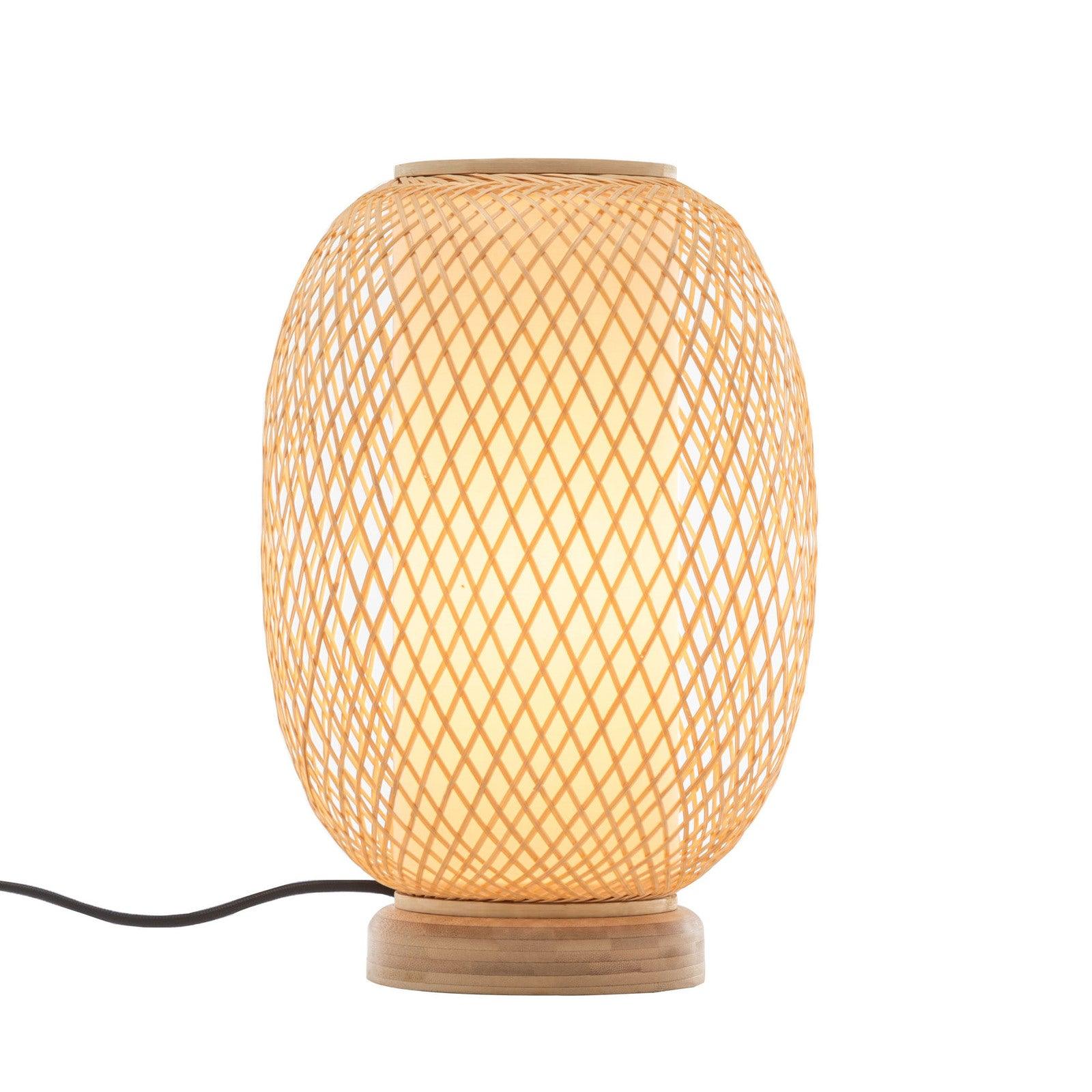 Natural Woven Bamboo Oval Table Lamp Light Shade Boho Tropical Coastal - Harrogates