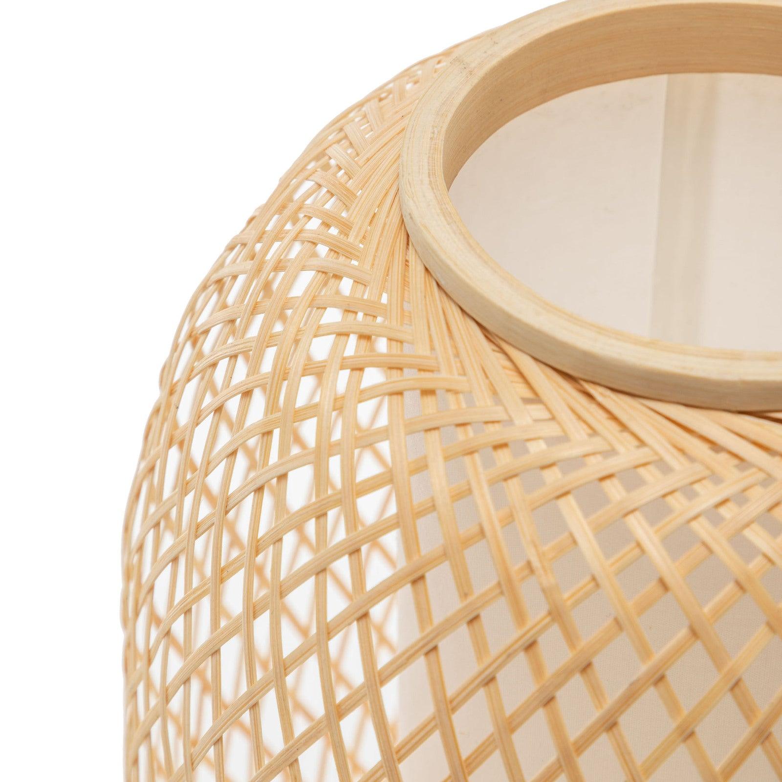 Natural Woven Bamboo Oval Table Lamp Light Shade Boho Tropical Coastal - Harrogates