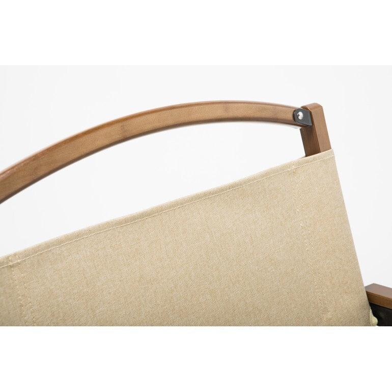 Bamboo Canvas Foldable Outdoor Camping Chair Wooden Travel Picnic Park - Khaki/Beige - Harrogates