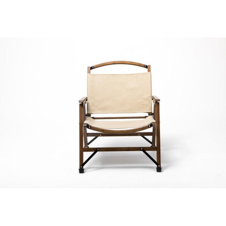 Bamboo Canvas Foldable Outdoor Camping Chair Wooden Travel Picnic Park - Khaki/Beige - Harrogates
