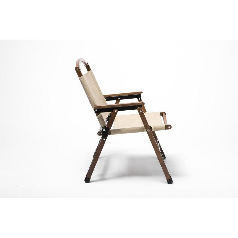 Bamboo Canvas Foldable Outdoor Camping Chair Wooden Travel Picnic Park - Khaki/Beige - Harrogates