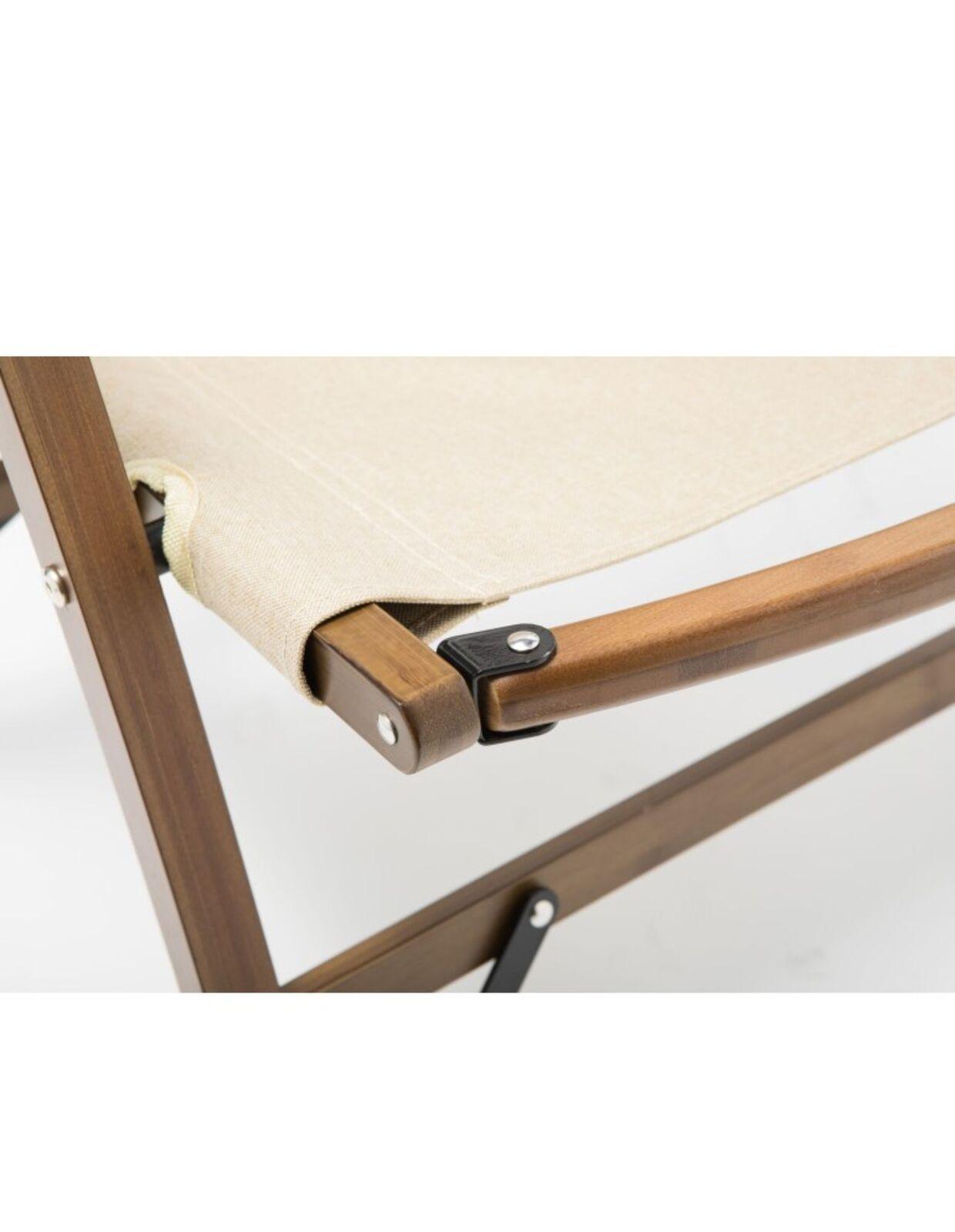 2x Bamboo Foldable Outdoor Camping Chair Wooden Travel Picnic Park Folding - Khaki/Beige - Harrogates