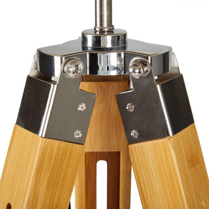 LARGE TRIPOD FLOOR LAMP Linen Shade Modern Light Bamboo Vintage Wooden Retro - Harrogates