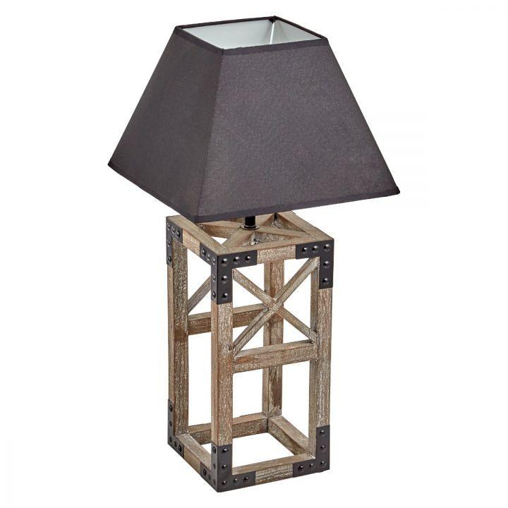 Designer Wooden TABLE LAMP Modern Rustic Geo Industrial Retro Desk Light - Harrogates