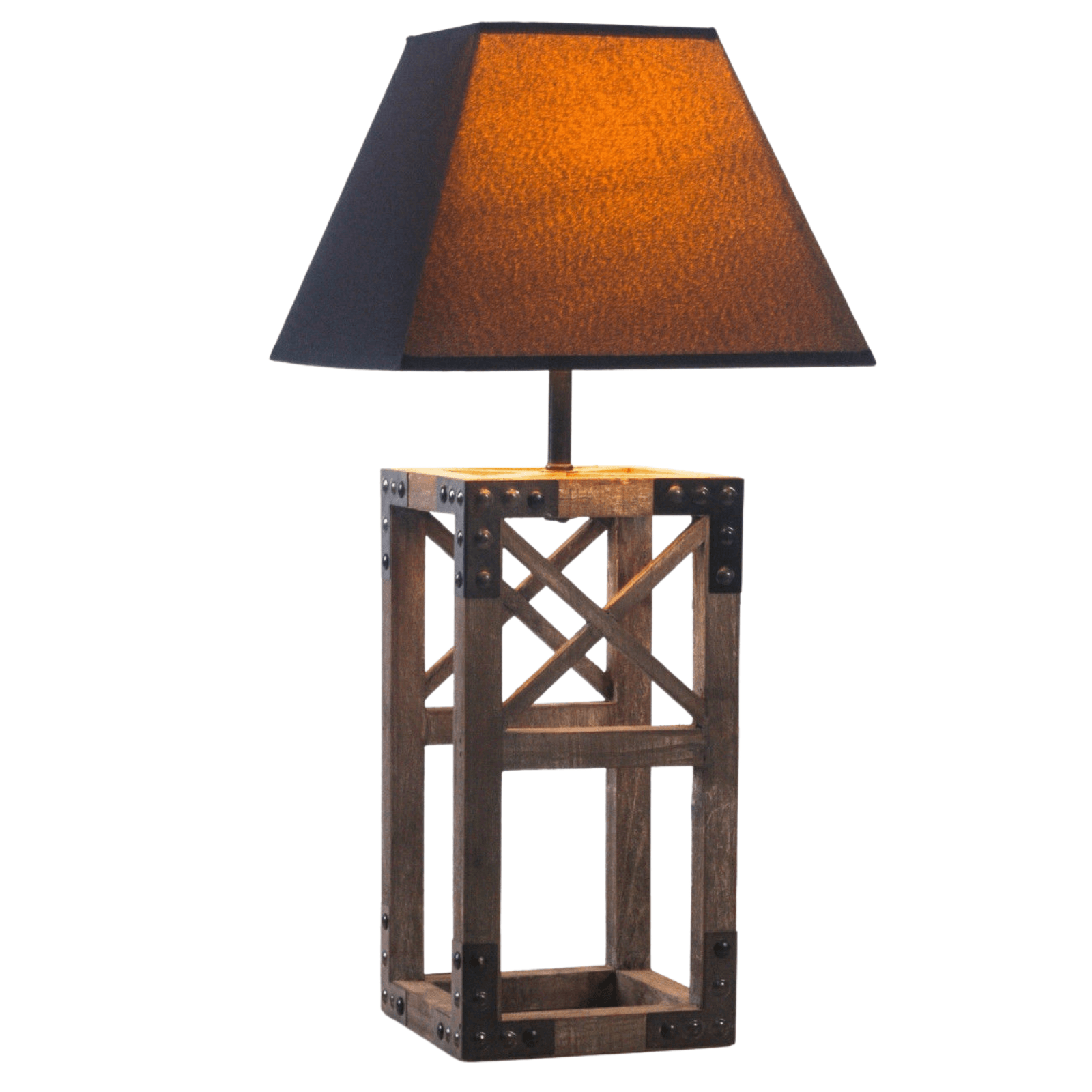 Designer Wooden TABLE LAMP Modern Rustic Geo Industrial Retro Desk Light - Harrogates