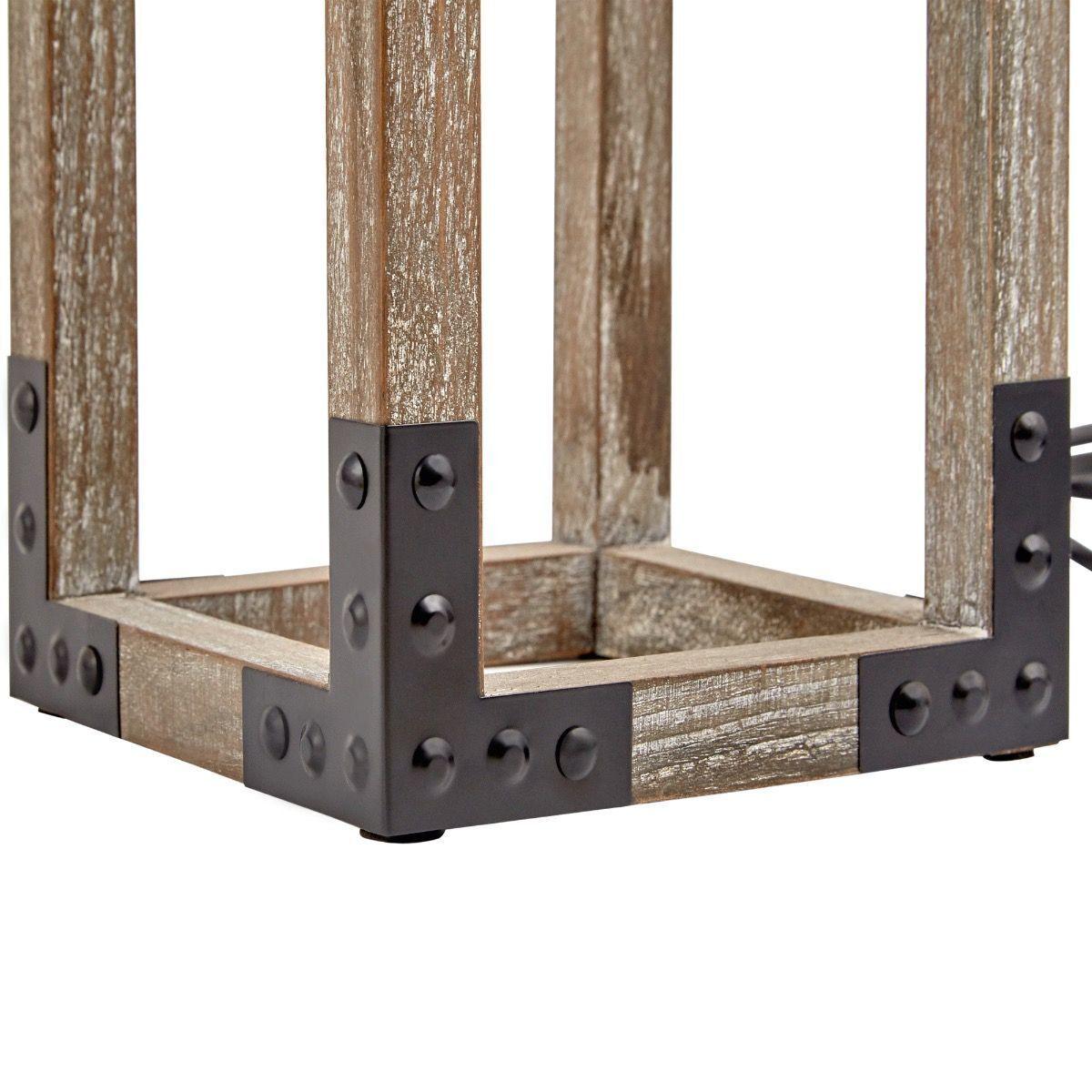 Designer Wooden TABLE LAMP Modern Rustic Geo Industrial Retro Desk Light - Harrogates