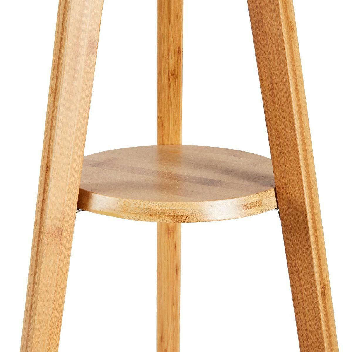 LARGE BAMBOO TRIPOD FLOOR LAMP Linen Shade Modern Light Vintage Wooden Scandi - Harrogates