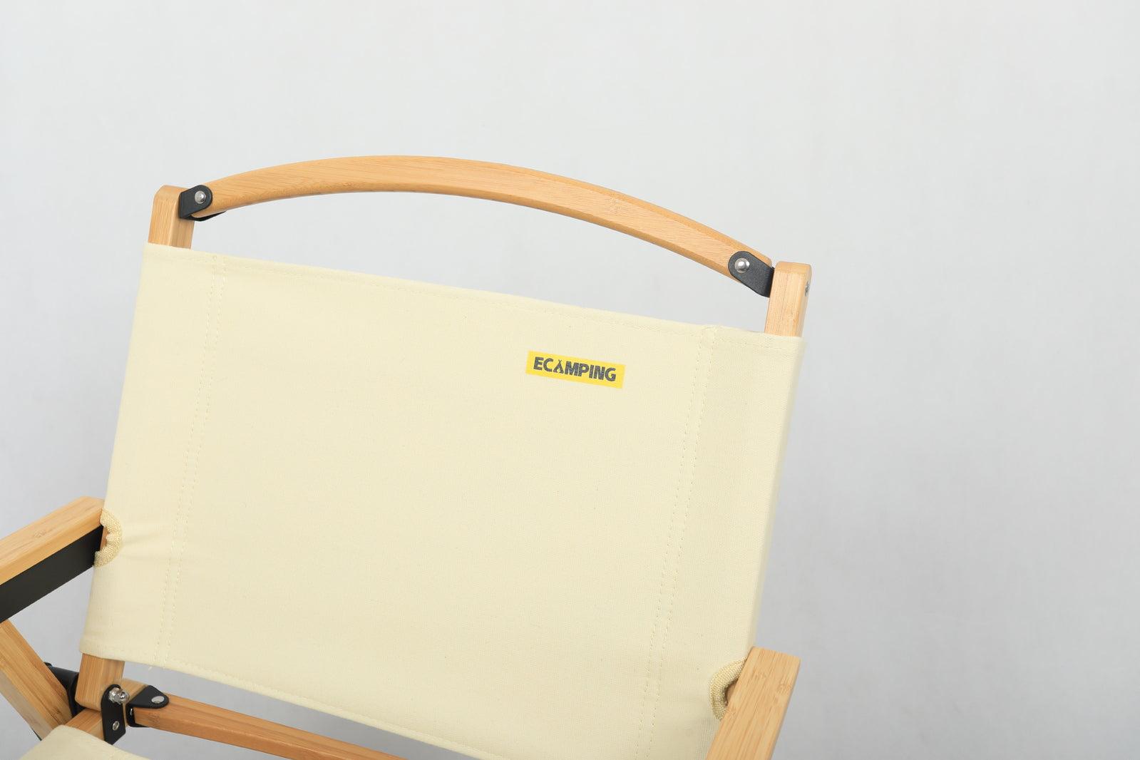 Bamboo Canvas Foldable Outdoor Camping Chair Wooden Travel Picnic Park - Khaki/Beige - Harrogates