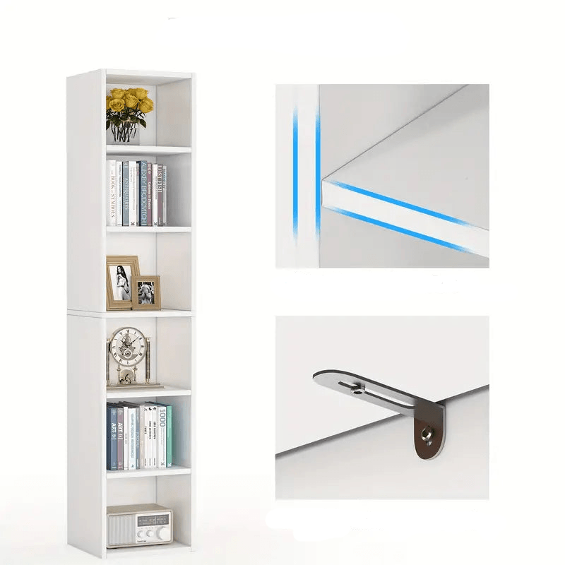 NNETMLT 6-Tier Cube Display Shelves for Home Office - 70.9 Inch Tall Narrow Bookcase - Harrogates