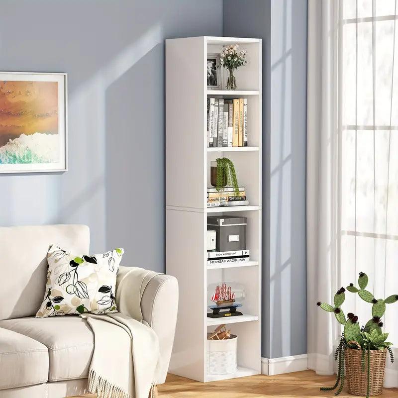 NNETMLT 6-Tier Cube Display Shelves for Home Office - 70.9 Inch Tall Narrow Bookcase - Harrogates