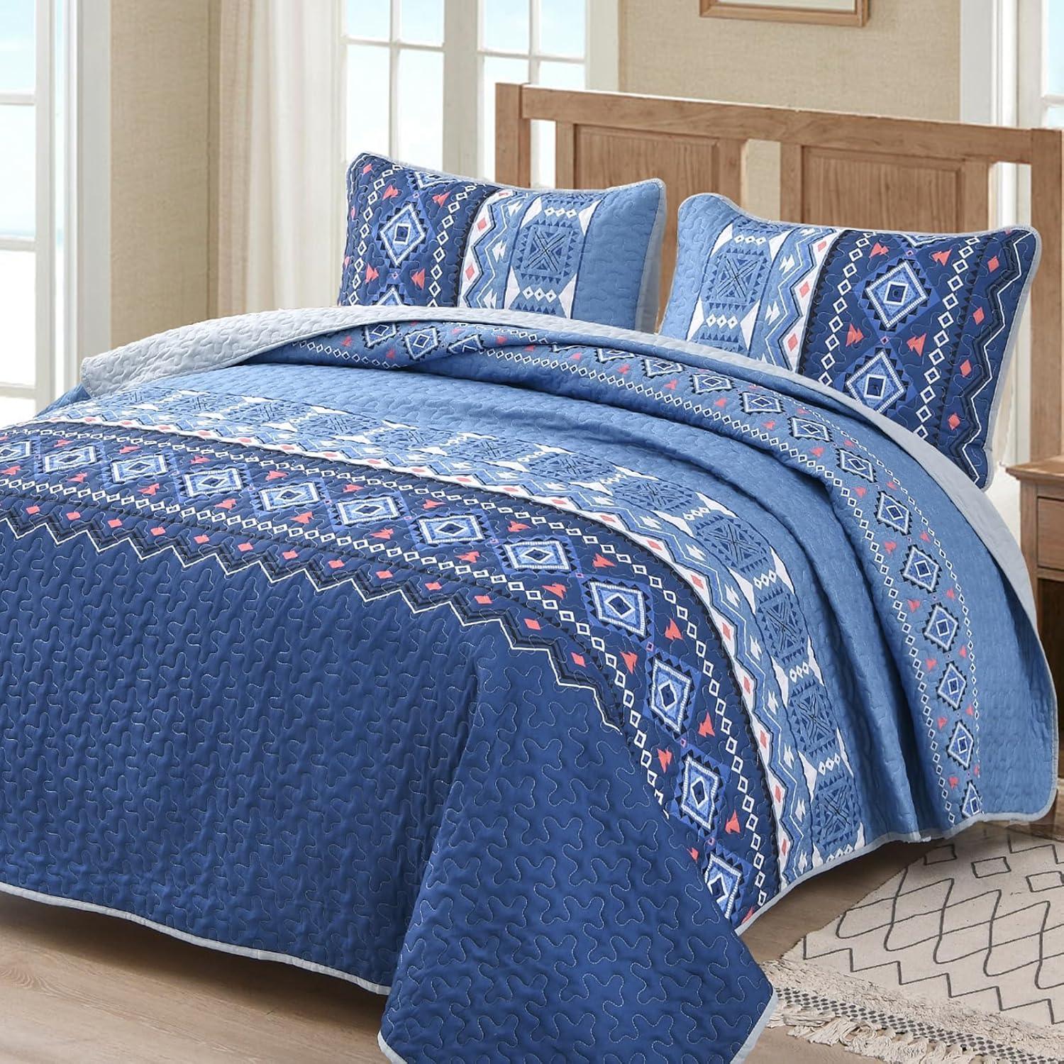 Nature Lover's Quilted bedspread and pillowcovers set: Inspired by the Outdoors - Queen size - Harrogates