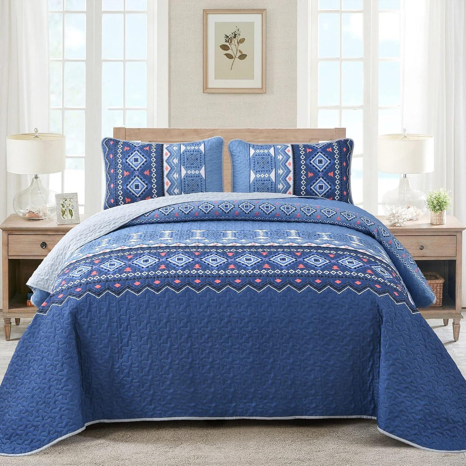 Nature Lover's Quilted bedspread and pillowcovers set: Inspired by the Outdoors - Queen size - Harrogates