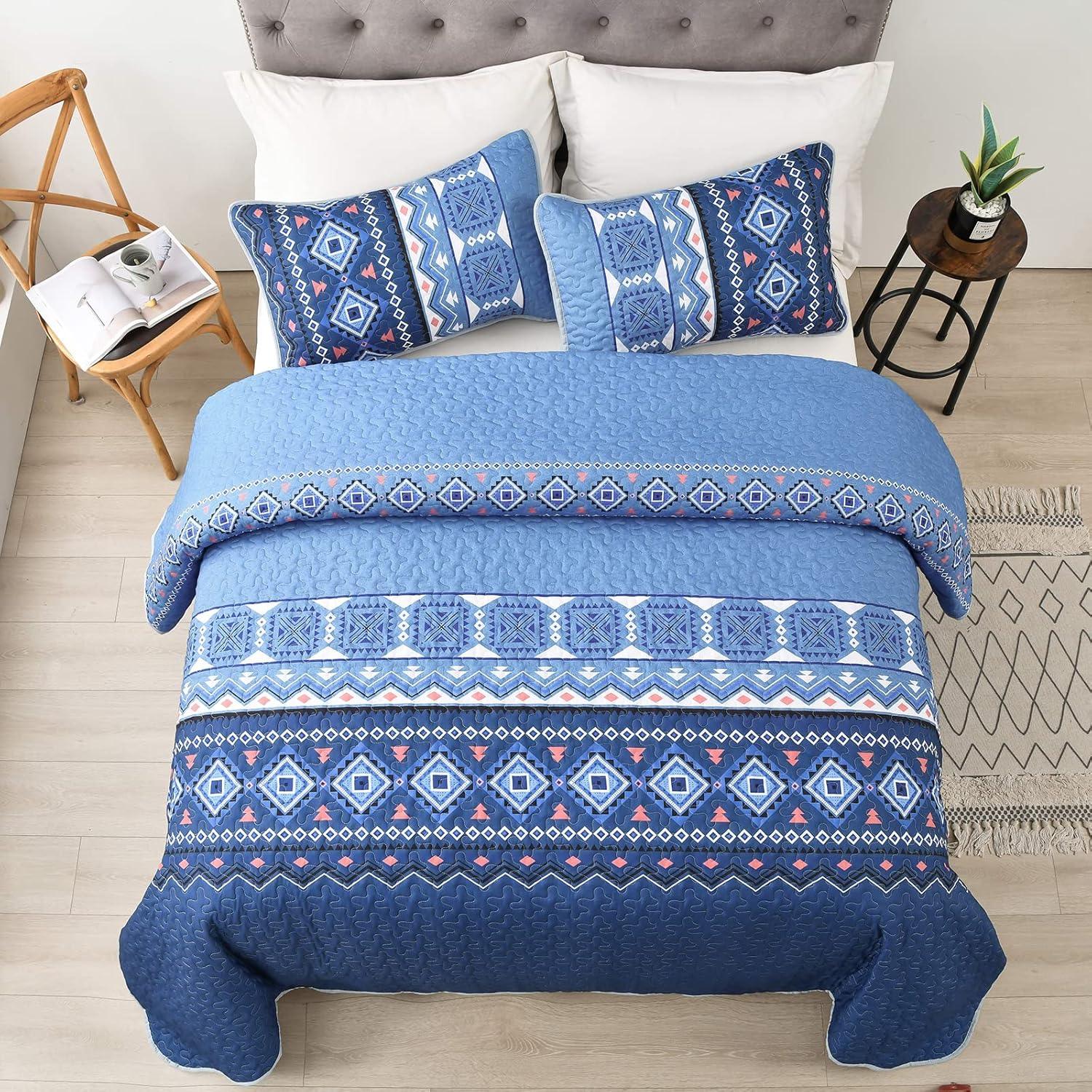 Nature Lover's Quilted bedspread and pillowcovers set: Inspired by the Outdoors - Queen size - Harrogates