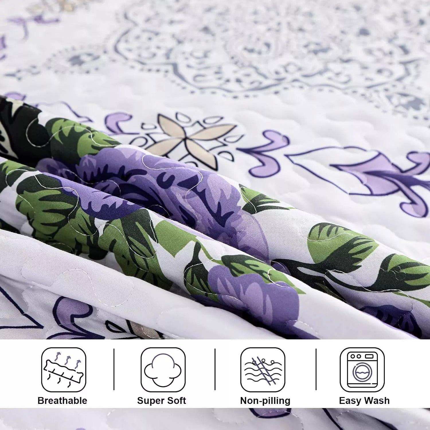 Kaleidoscopic Quilted coverlet and pillowcovers set: Burst of Colors - Queen size - Harrogates