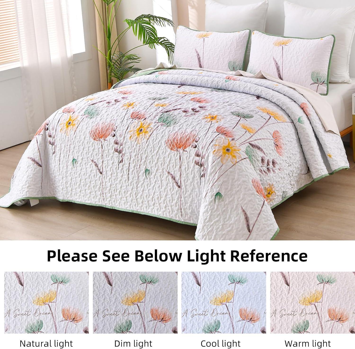 Intricate Quilted Coverlet and Pillowcases Set: A Work of Art for Your Bedroom - Queen size - Harrogates
