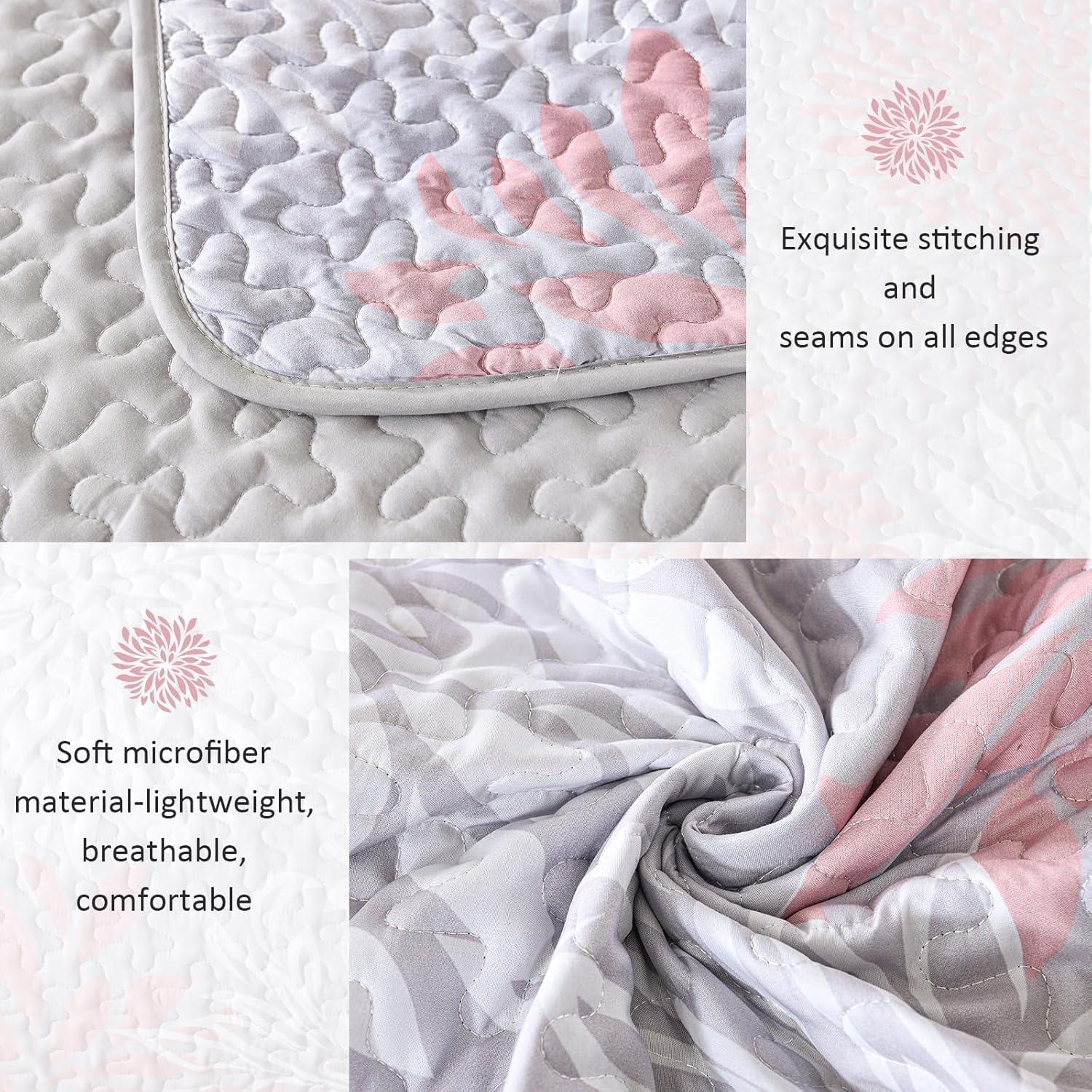 Mosaic Quilted coverlet and pillowcovers set: Unique Patchwork Design - Queen size - Harrogates