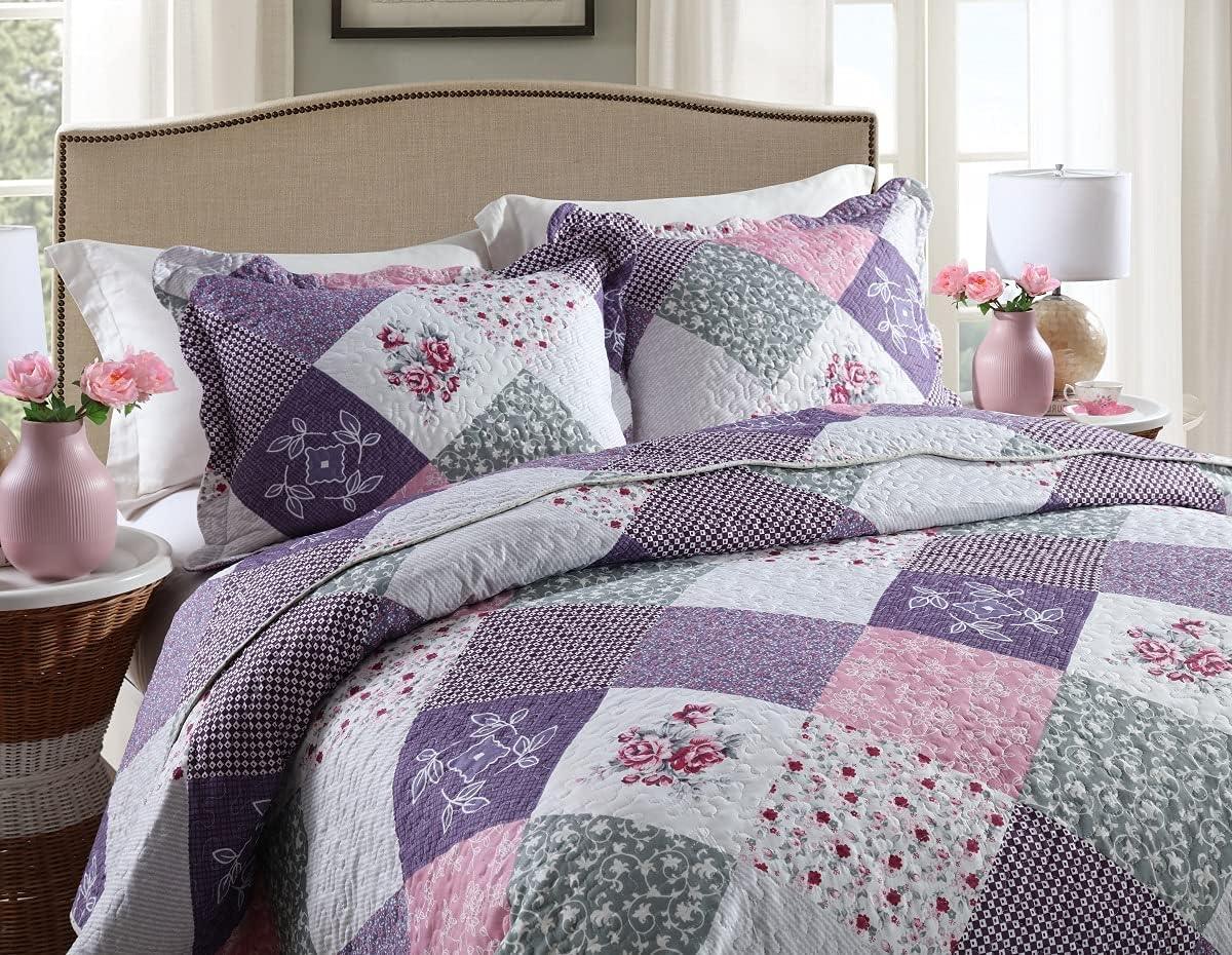 Quaint Quilted bedspread and pillowcovers set: Perfect for a Cozy Retreat - Queen size - Harrogates