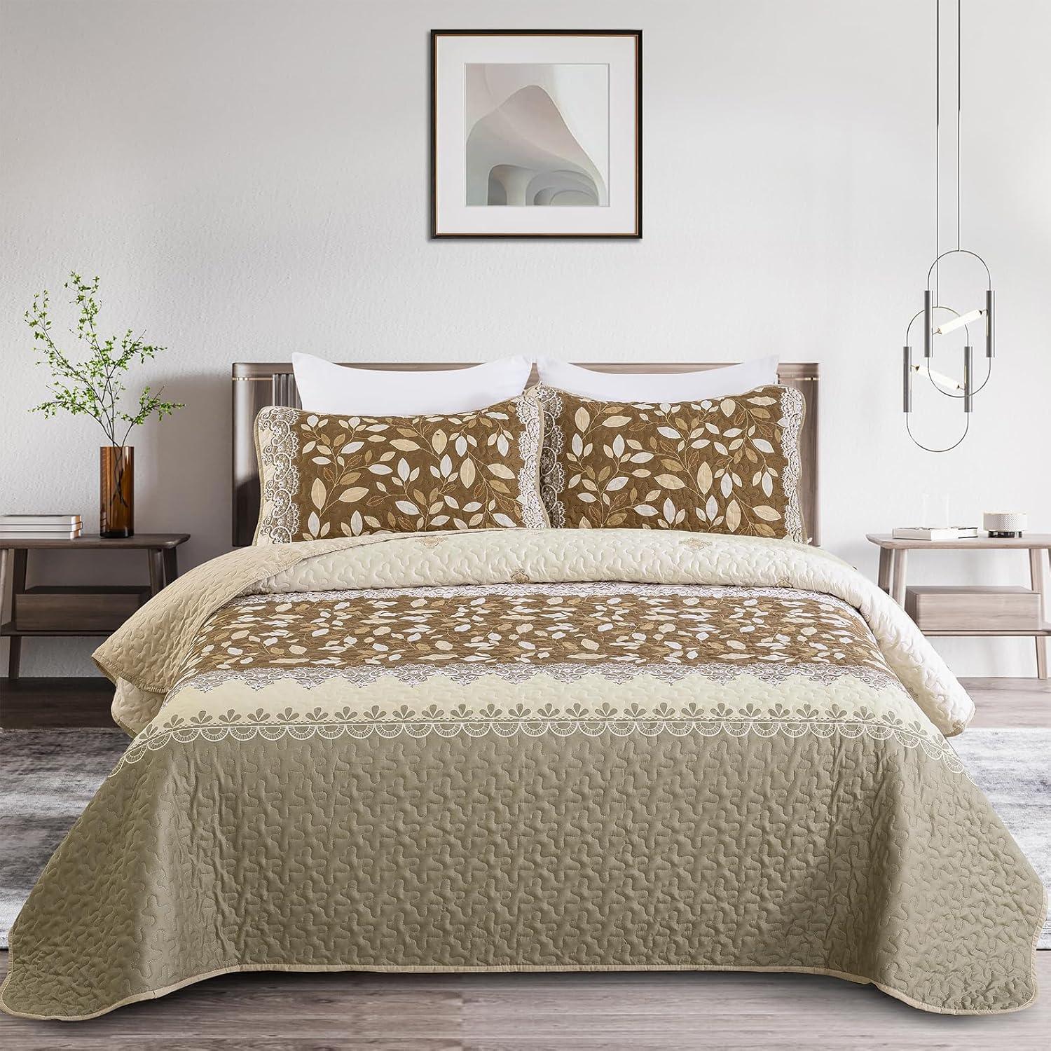 Sophisticated Quilted Bedspread and Pillowcases Set: Exquisite Design and Comfort - Queen size - Harrogates