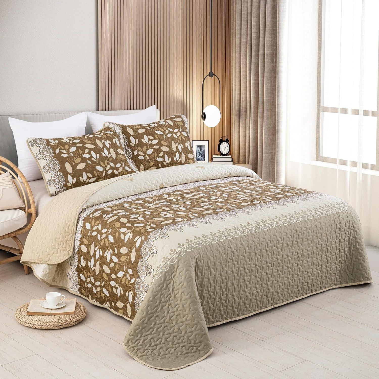 Sophisticated Quilted Bedspread and Pillowcases Set: Exquisite Design and Comfort - Queen size - Harrogates