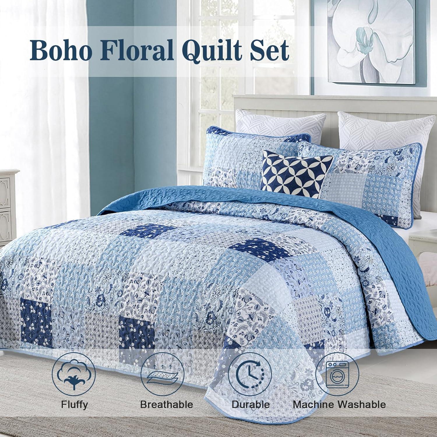 Charming Quilted coverlet and pillowcovers set: Timeless Appeal - Queen size - Harrogates