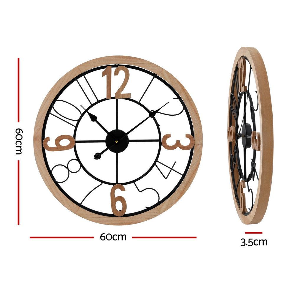 Artiss 60CM Wall Clock Wooden - Harrogates
