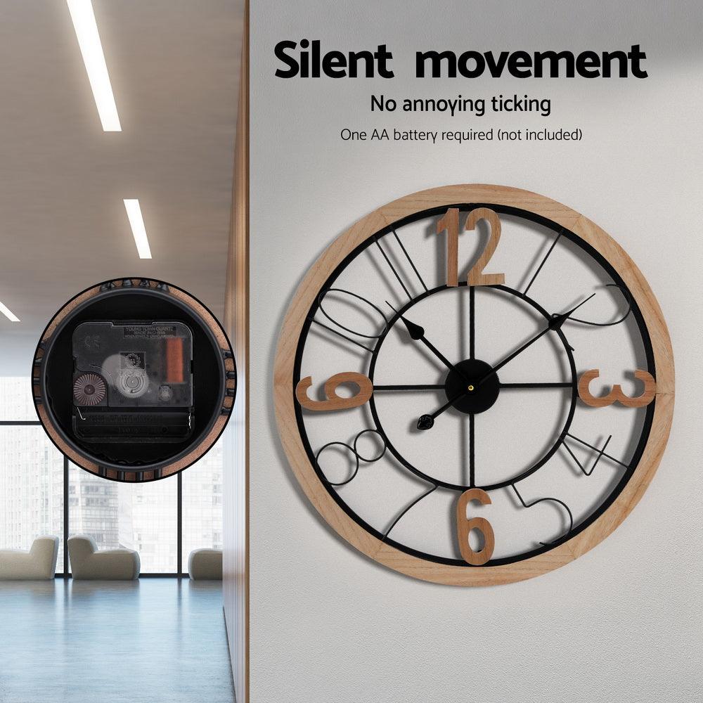 Artiss 60CM Wall Clock Wooden - Harrogates