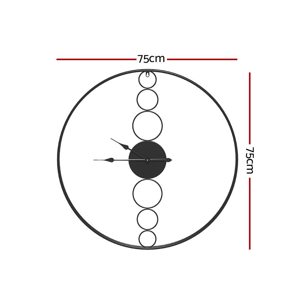 Artiss 75cm Wall Clock Large No Numeral Round Black - Harrogates