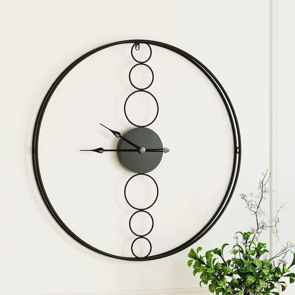 Artiss 75cm Wall Clock Large No Numeral Round Black - Harrogates