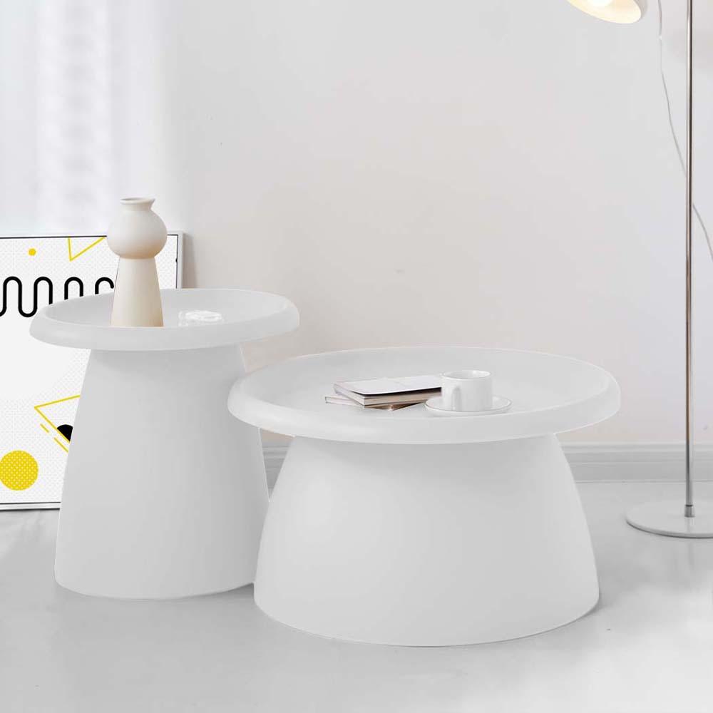 Artiss Coffee Table Round 52CM Plastic White - Harrogates
