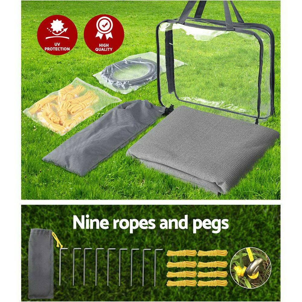 Caravan Privacy Screen Roll Out Awning 4.6x1.95M End Wall Side Sun Shade Grey - Harrogates
