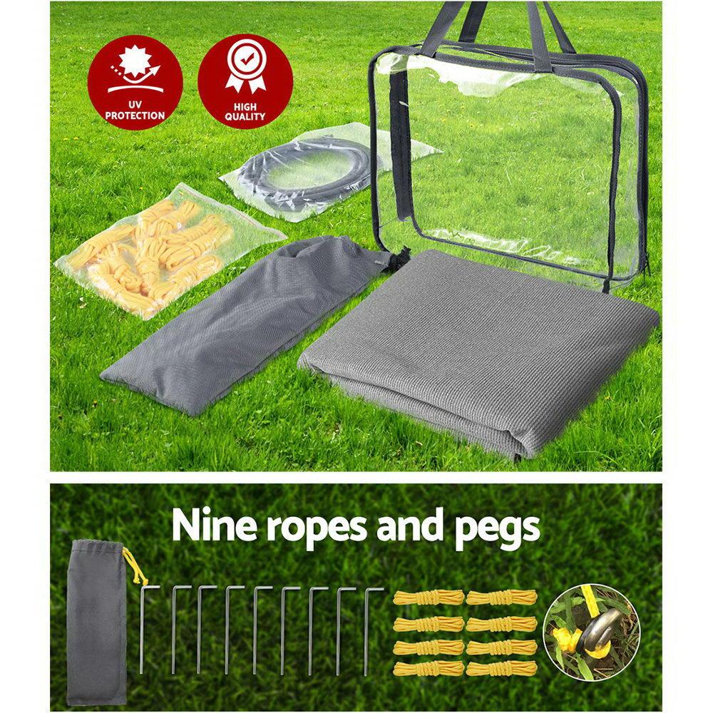 Caravan Privacy Screen Roll Out Awning 4.9x1.95M End Wall Side Sun Shade Grey - Harrogates