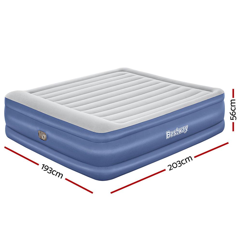Bestway Air Mattress King Inflatable Bed 56cm Airbed Blue - Harrogates