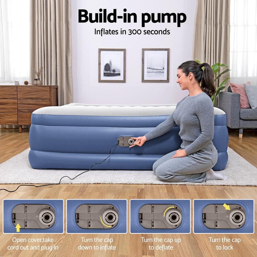 Bestway Air Mattress King Inflatable Bed 56cm Airbed Blue - Harrogates